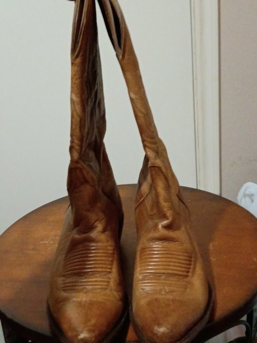Charlie Horse Cowboy Boots Womens Size 7.5B Tan Leather 4508 Pointed Toe - Picture 14 of 14